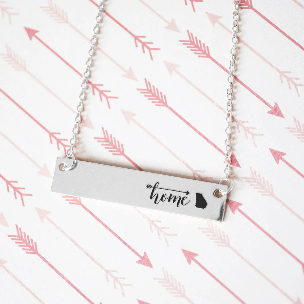 Home Sweet Home Gold / Silver Bar Necklace - Select Your Home State!