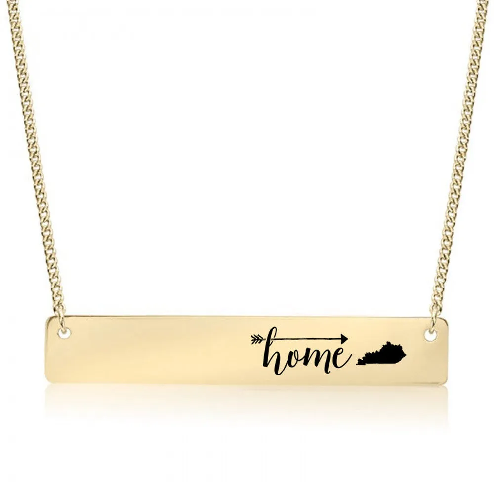Home Sweet Home Gold / Silver Bar Necklace - Select Your Home State!