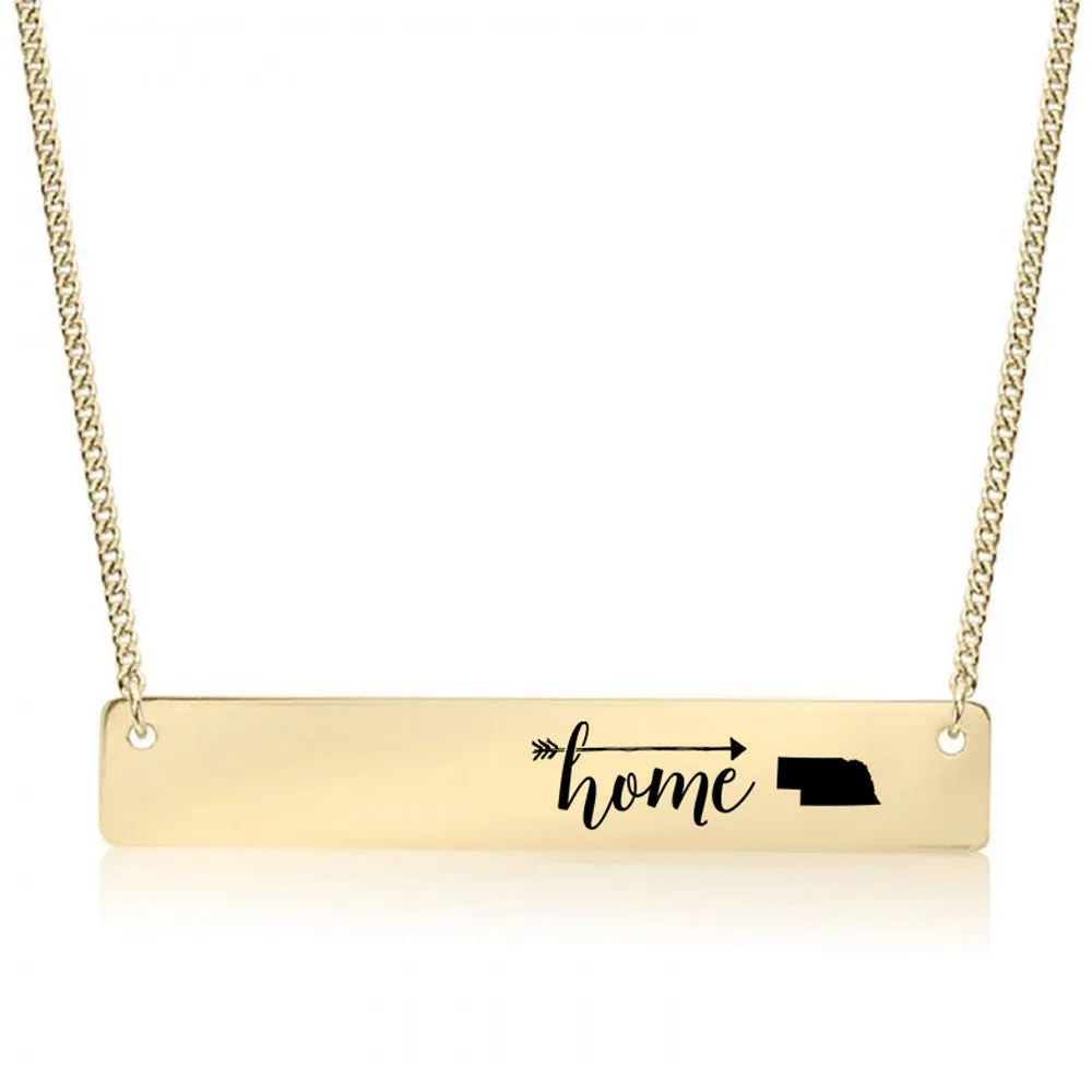 Home Sweet Home Gold / Silver Bar Necklace - Select Your Home State!