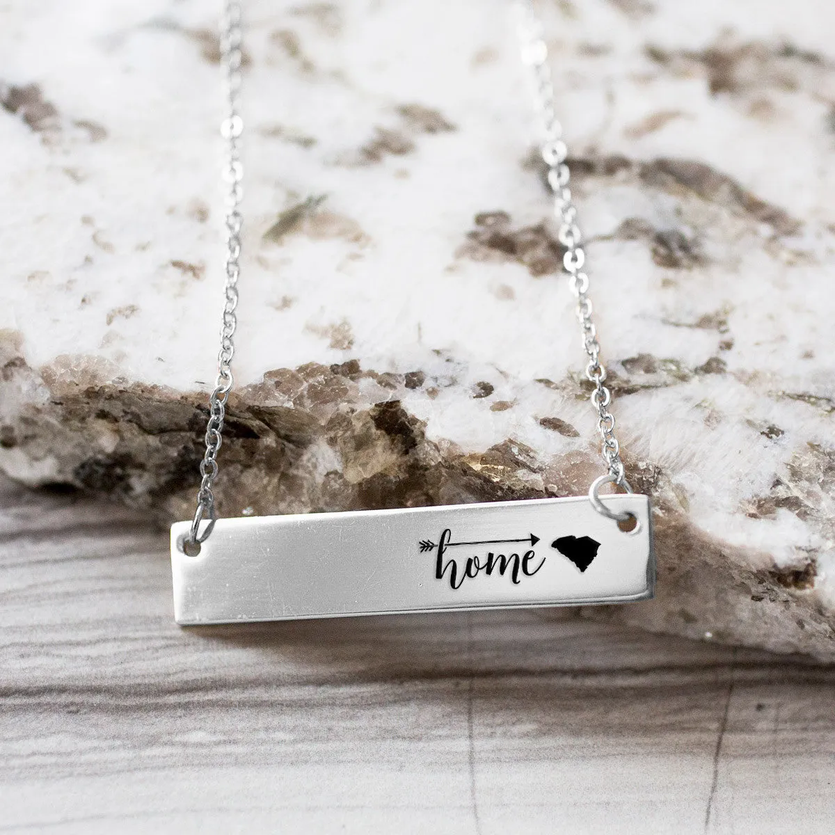Home Sweet Home Gold / Silver Bar Necklace - Select Your Home State!