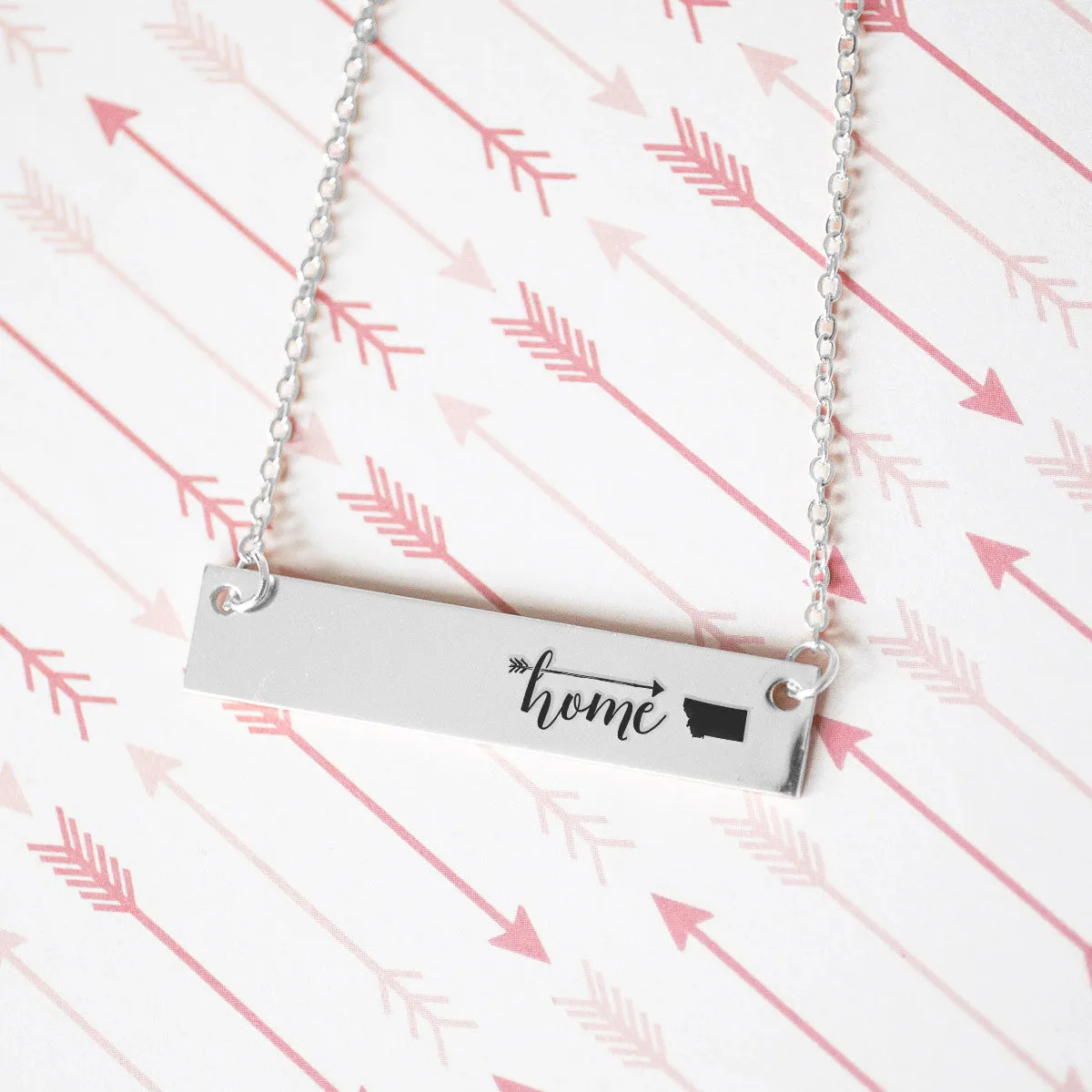 Home Sweet Home Gold / Silver Bar Necklace - Select Your Home State!