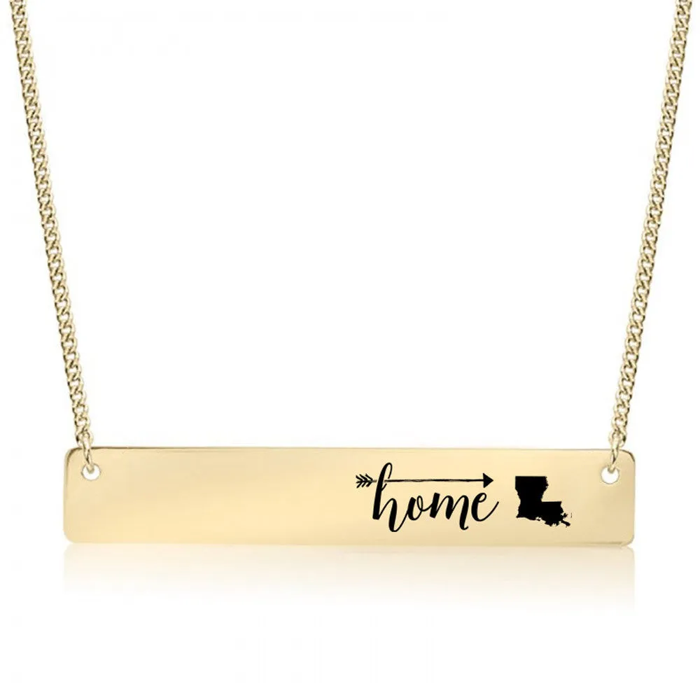 Home Sweet Home Gold / Silver Bar Necklace - Select Your Home State!