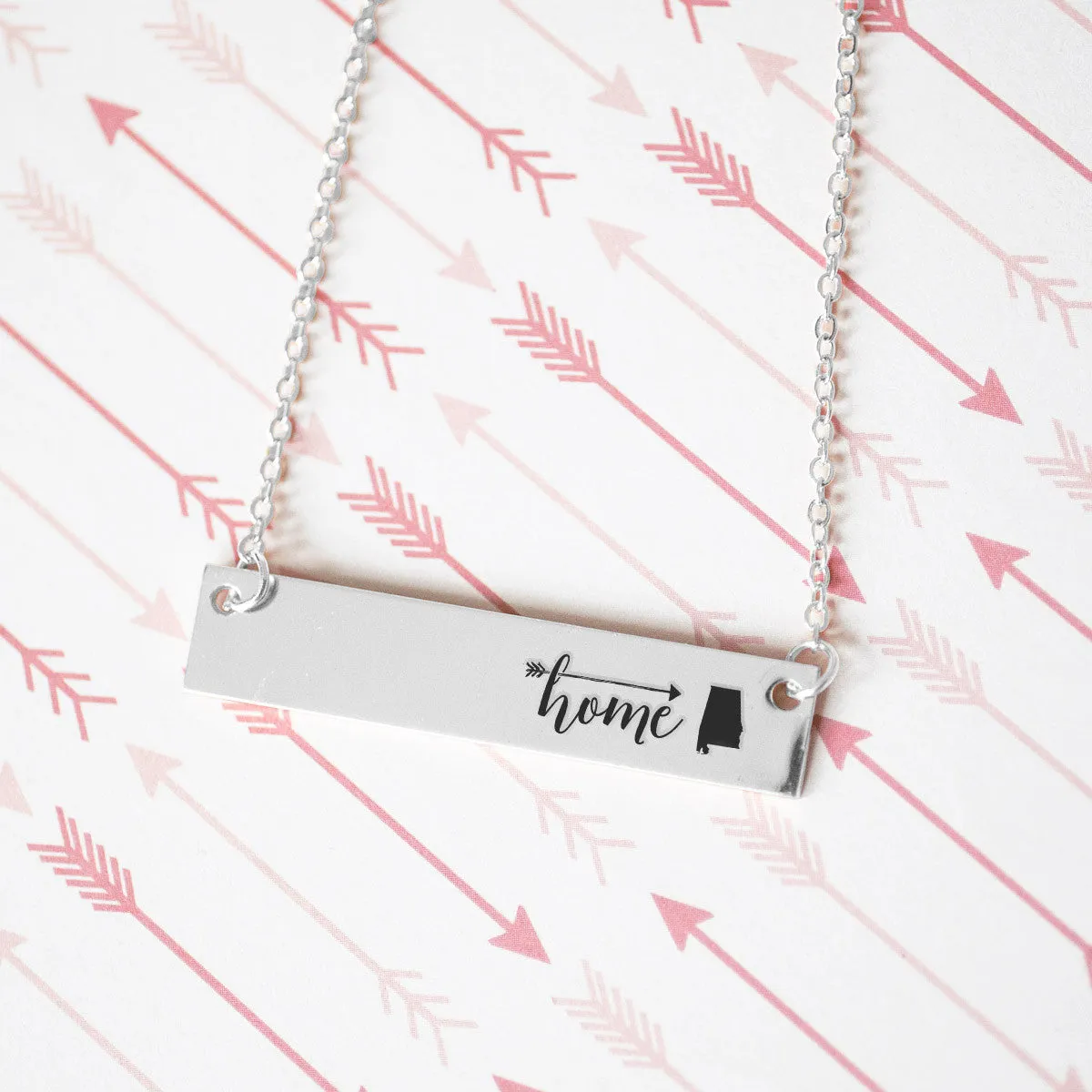 Home Sweet Home Gold / Silver Bar Necklace - Select Your Home State!