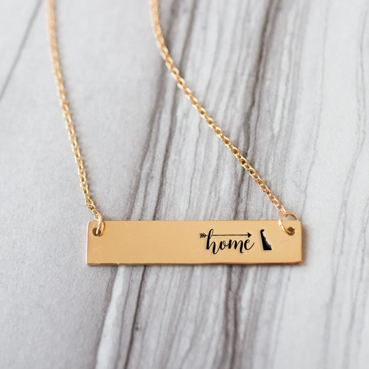 Home Sweet Home Gold / Silver Bar Necklace - Select Your Home State!