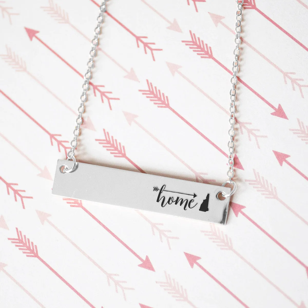 Home Sweet Home Gold / Silver Bar Necklace - Select Your Home State!