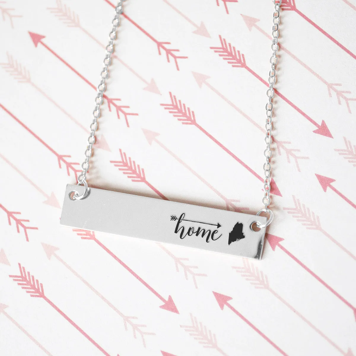 Home Sweet Home Gold / Silver Bar Necklace - Select Your Home State!