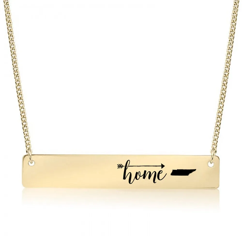 Home Sweet Home Gold / Silver Bar Necklace - Select Your Home State!