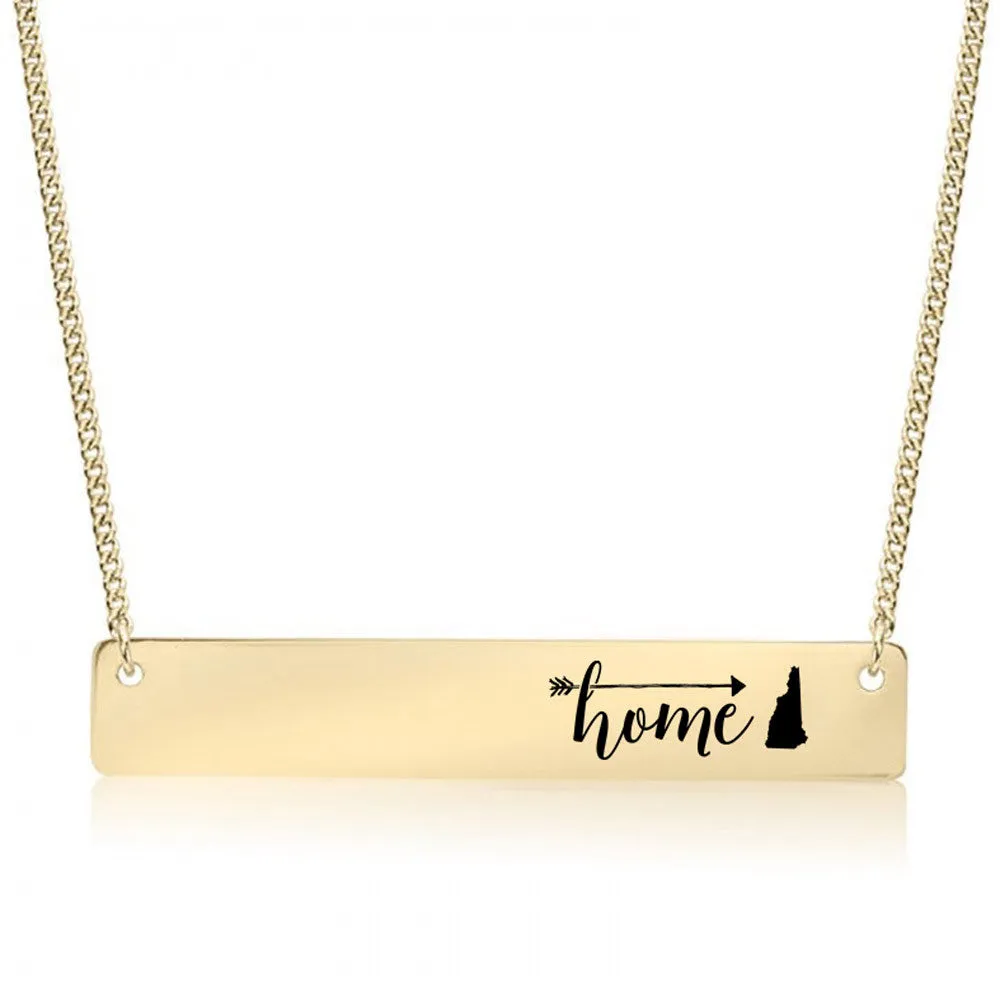 Home Sweet Home Gold / Silver Bar Necklace - Select Your Home State!