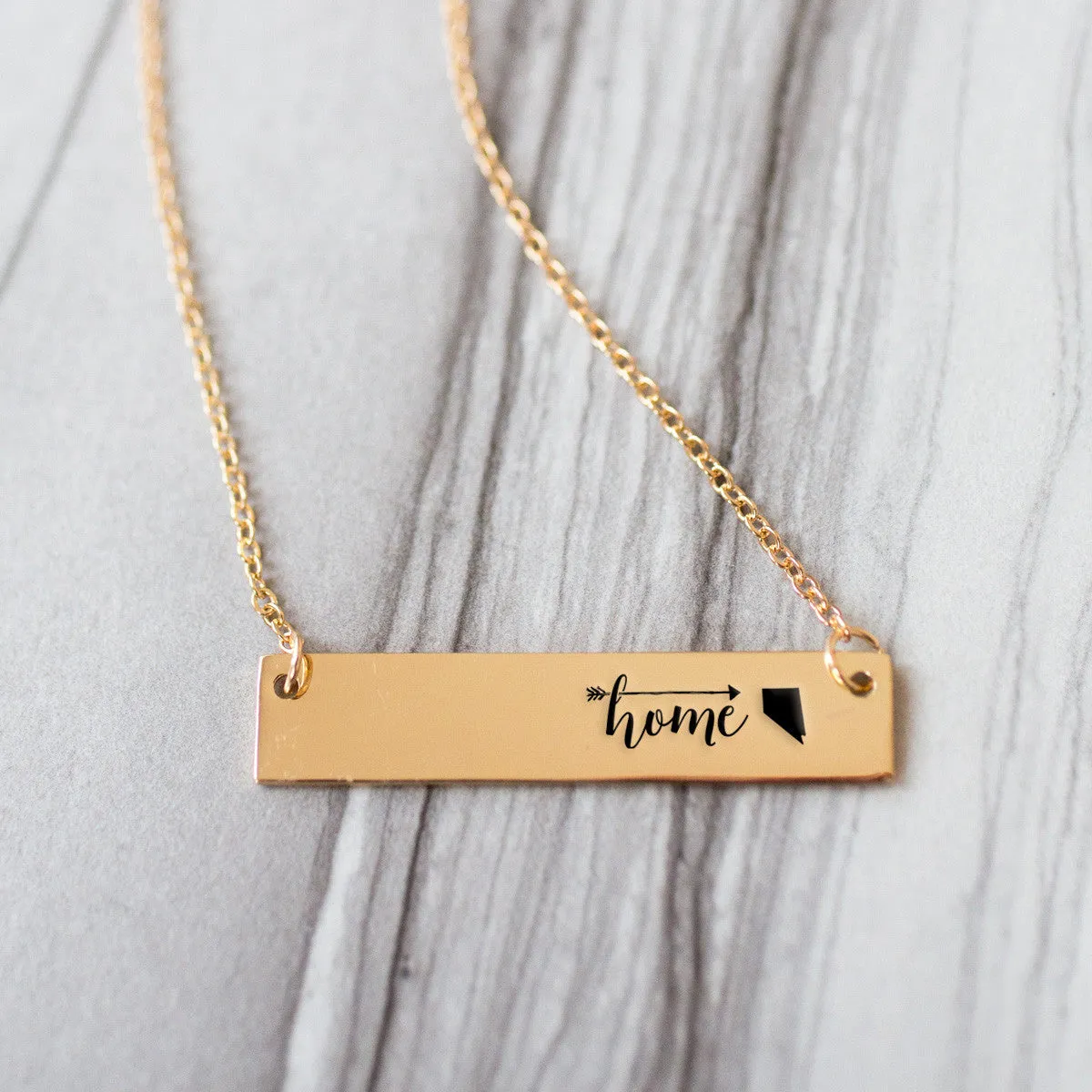 Home Sweet Home Gold / Silver Bar Necklace - Select Your Home State!