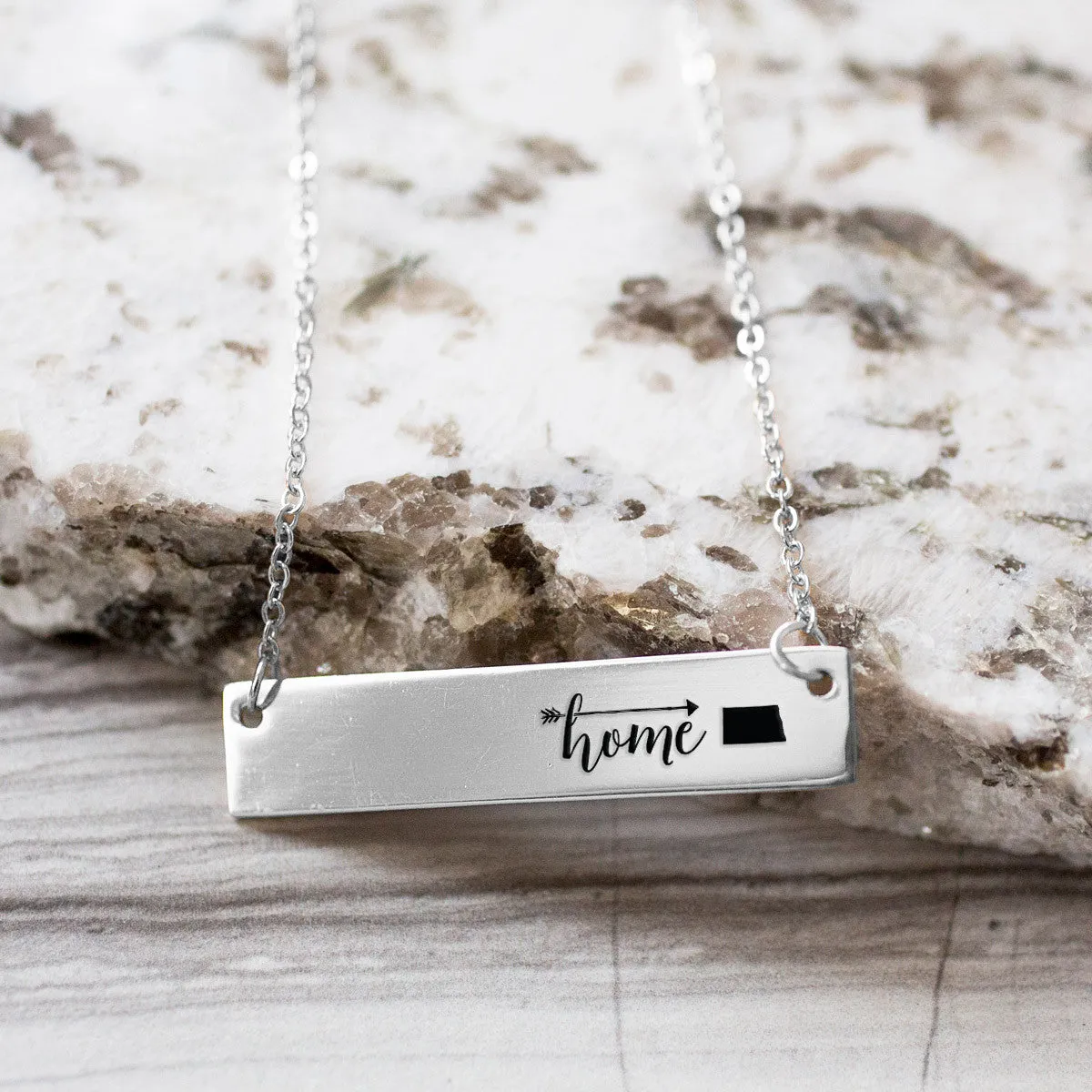 Home Sweet Home Gold / Silver Bar Necklace - Select Your Home State!