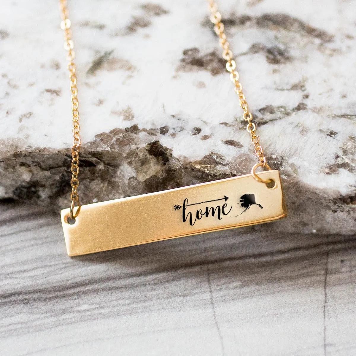Home Sweet Home Gold / Silver Bar Necklace - Select Your Home State!