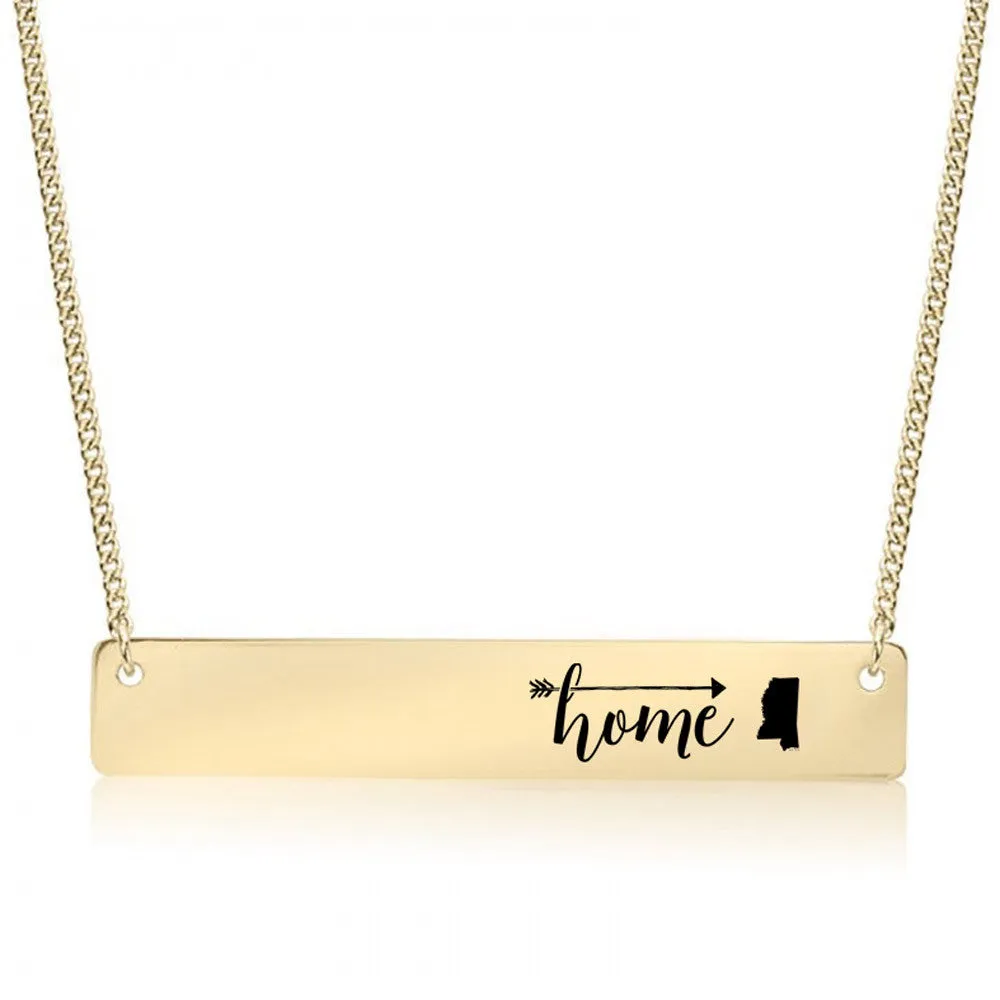 Home Sweet Home Gold / Silver Bar Necklace - Select Your Home State!