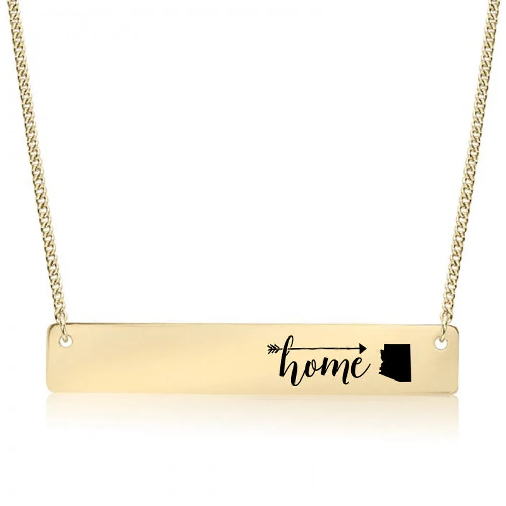 Home Sweet Home Gold / Silver Bar Necklace - Select Your Home State!