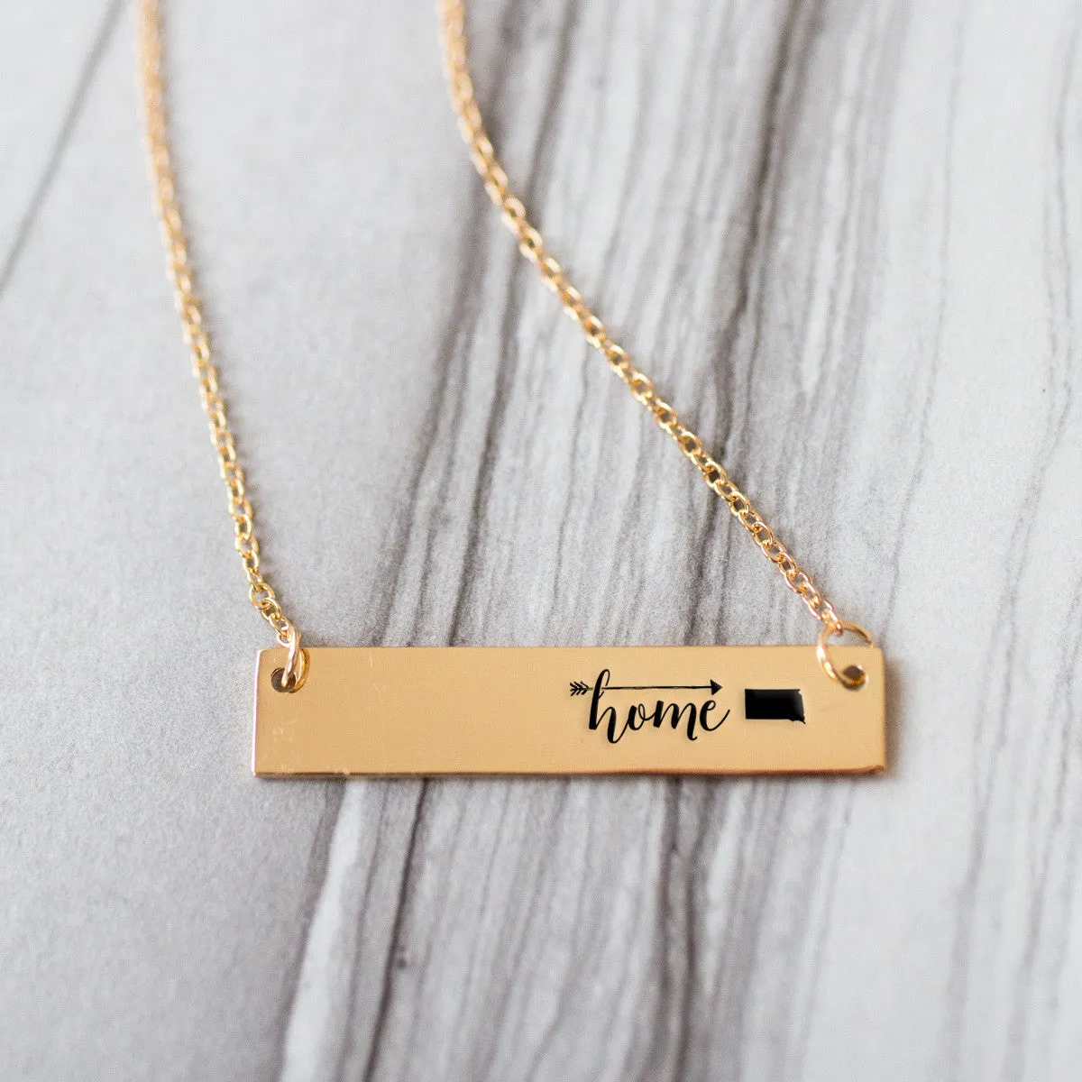 Home Sweet Home Gold / Silver Bar Necklace - Select Your Home State!