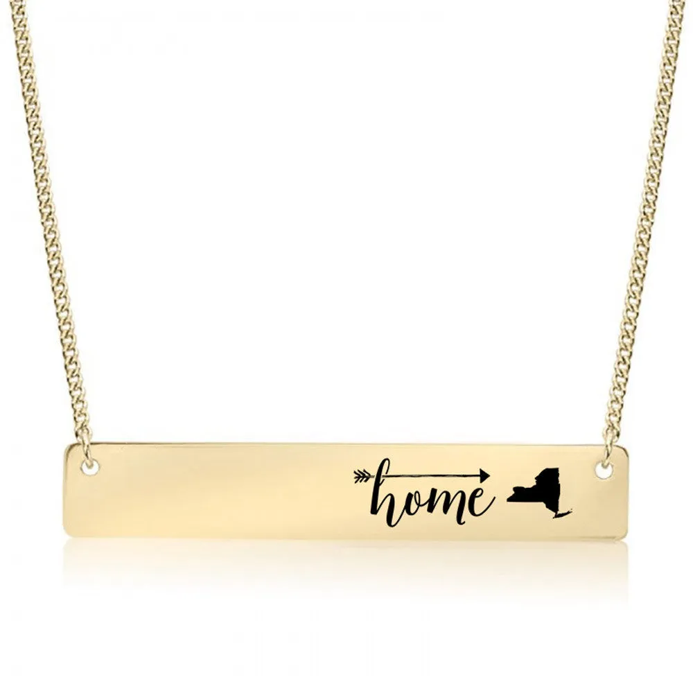 Home Sweet Home Gold / Silver Bar Necklace - Select Your Home State!