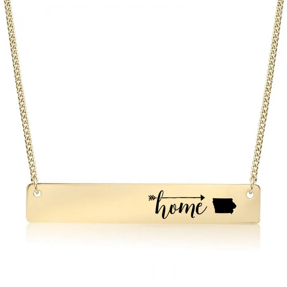 Home Sweet Home Gold / Silver Bar Necklace - Select Your Home State!