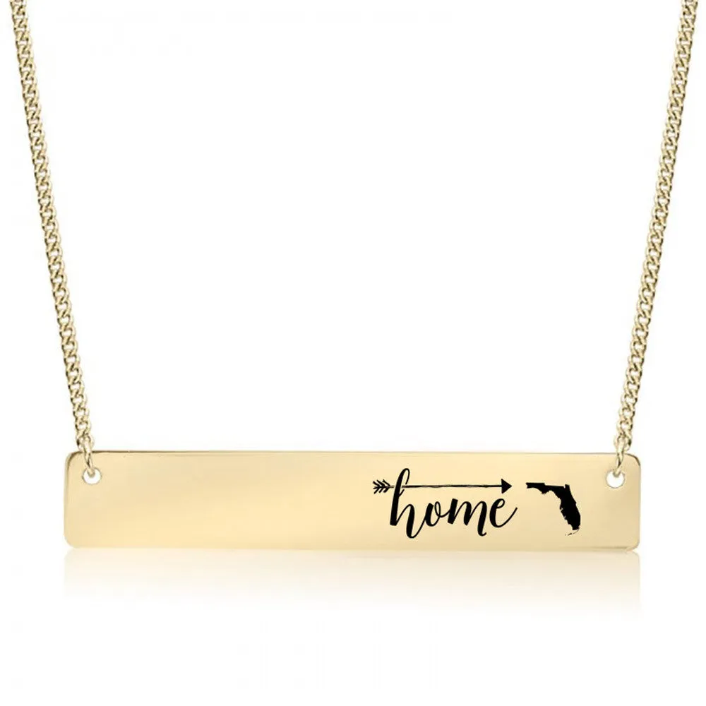 Home Sweet Home Gold / Silver Bar Necklace - Select Your Home State!