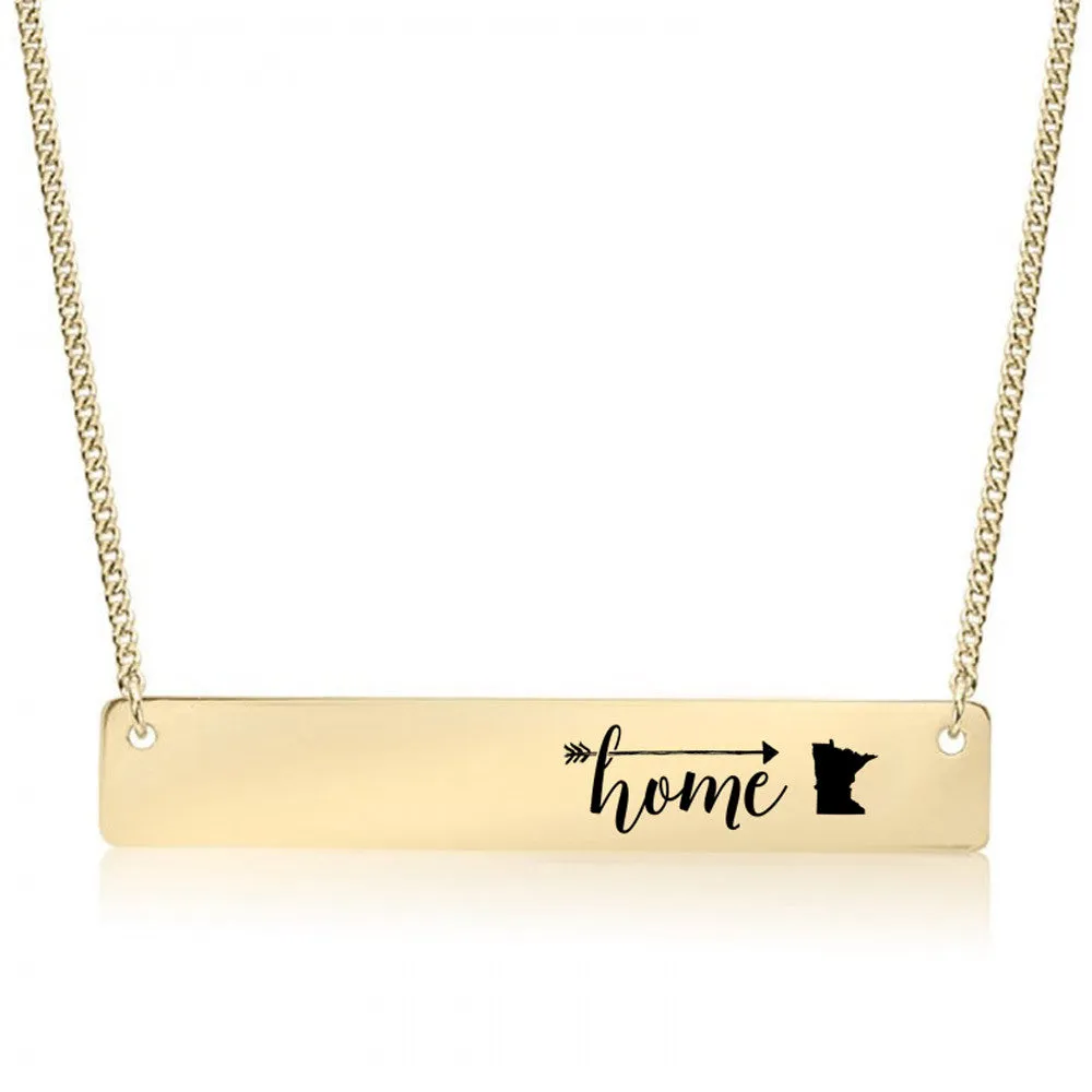 Home Sweet Home Gold / Silver Bar Necklace - Select Your Home State!