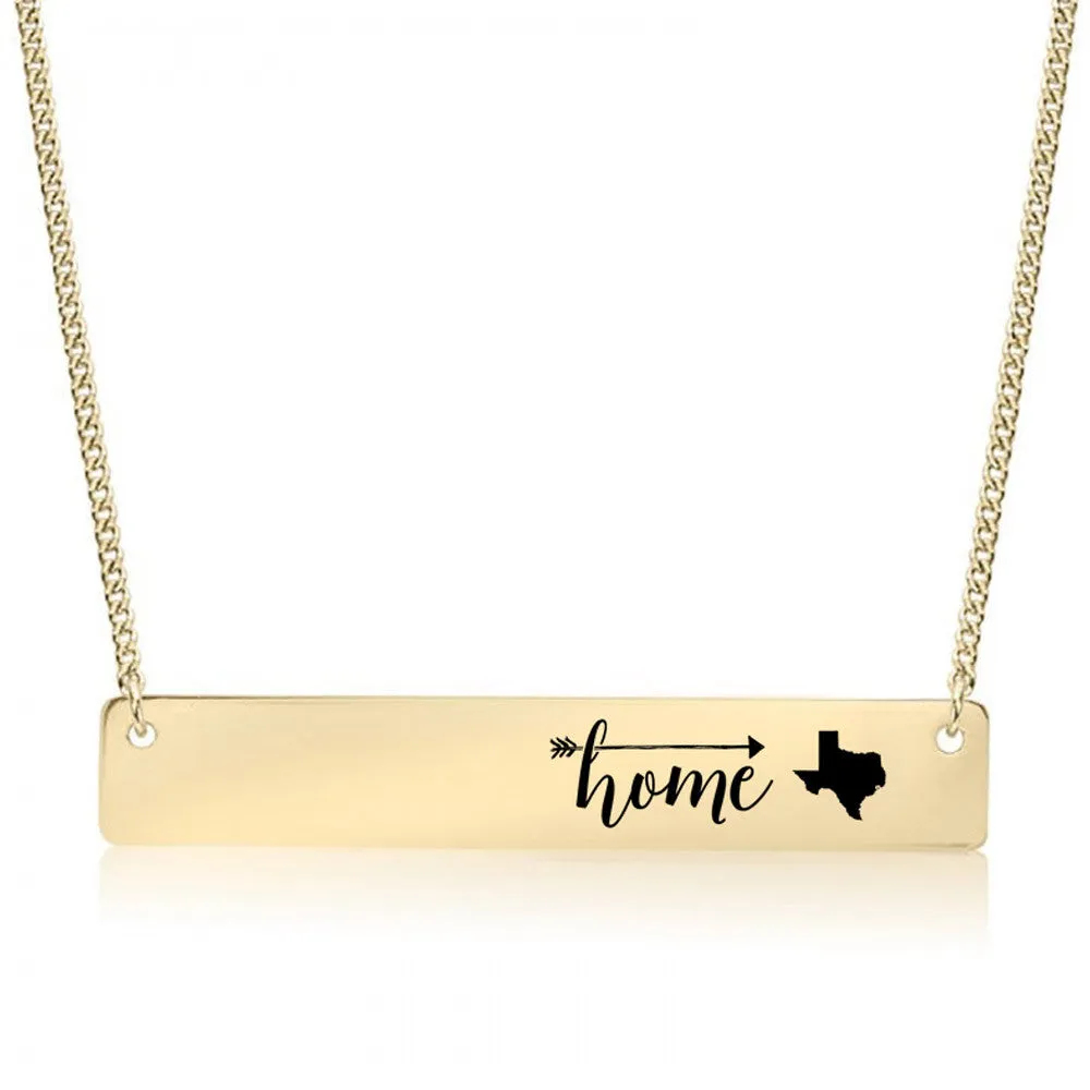 Home Sweet Home Gold / Silver Bar Necklace - Select Your Home State!