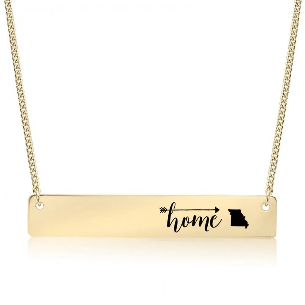 Home Sweet Home Gold / Silver Bar Necklace - Select Your Home State!