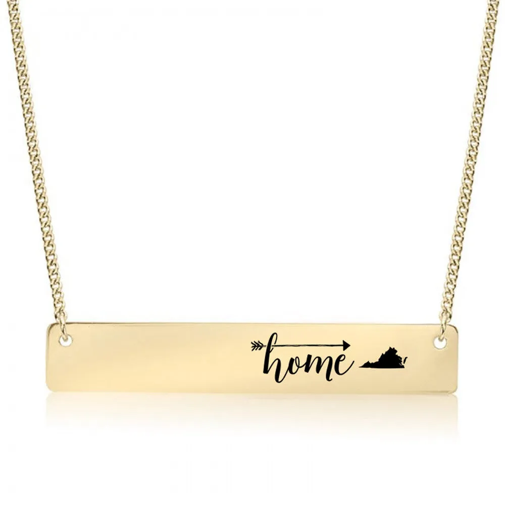Home Sweet Home Gold / Silver Bar Necklace - Select Your Home State!