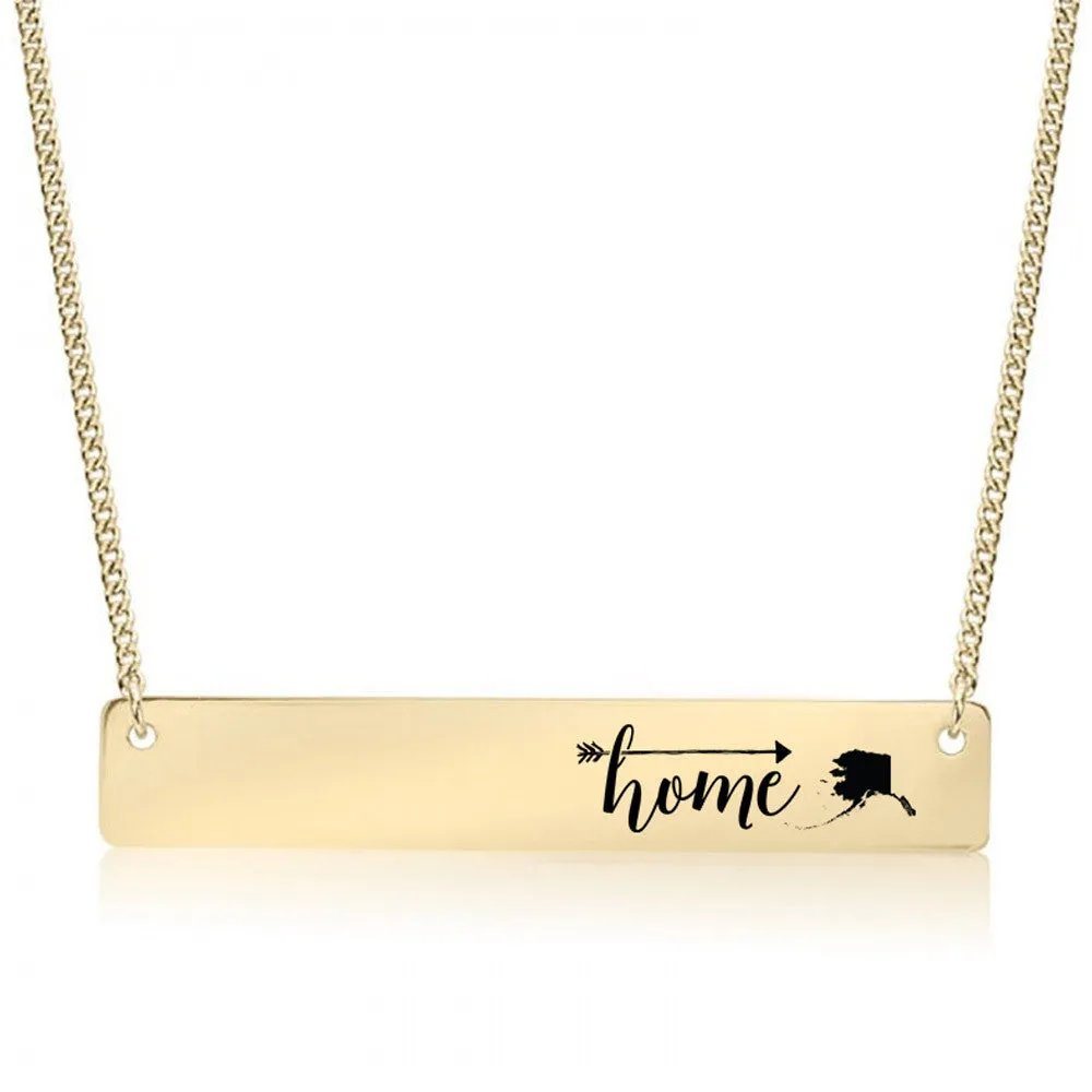 Home Sweet Home Gold / Silver Bar Necklace - Select Your Home State!