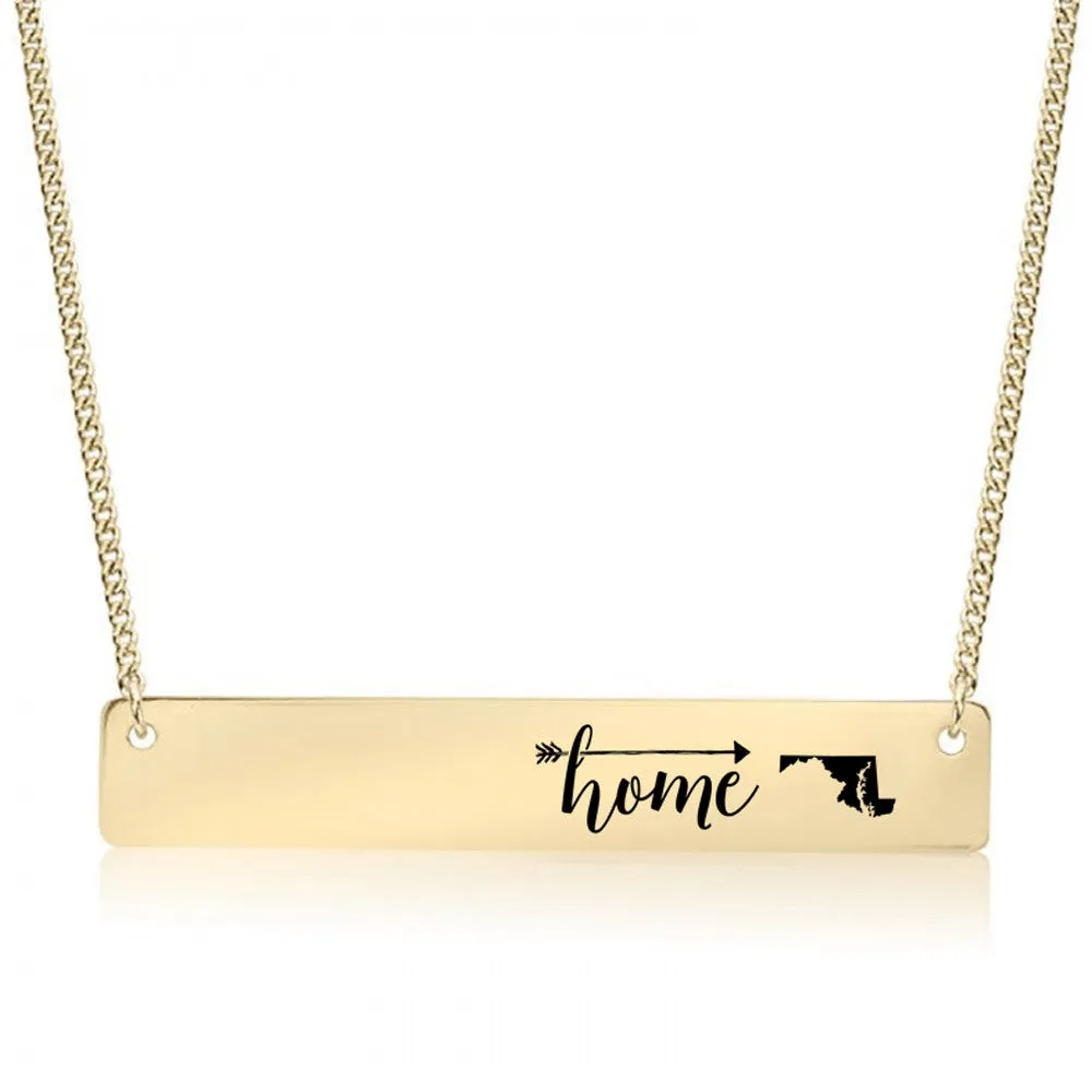 Home Sweet Home Gold / Silver Bar Necklace - Select Your Home State!