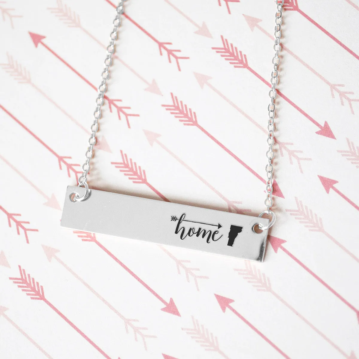 Home Sweet Home Gold / Silver Bar Necklace - Select Your Home State!