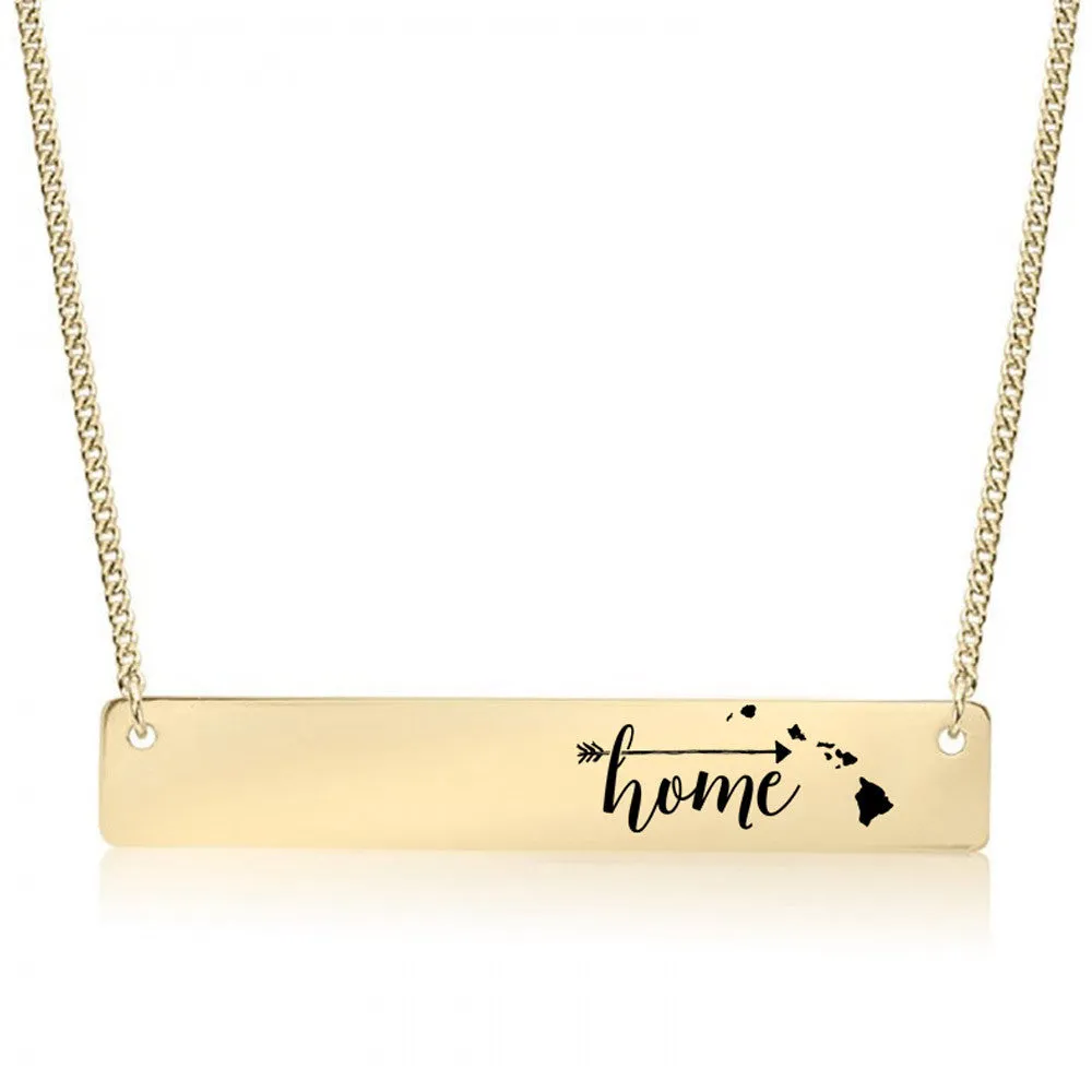 Home Sweet Home Gold / Silver Bar Necklace - Select Your Home State!