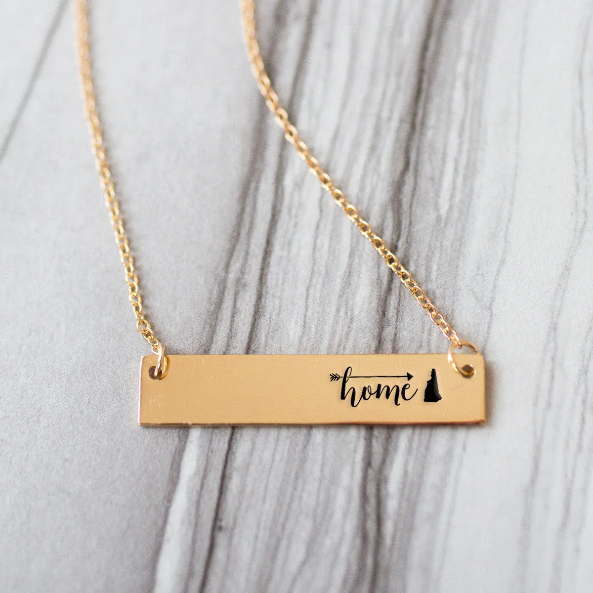 Home Sweet Home Gold / Silver Bar Necklace - Select Your Home State!