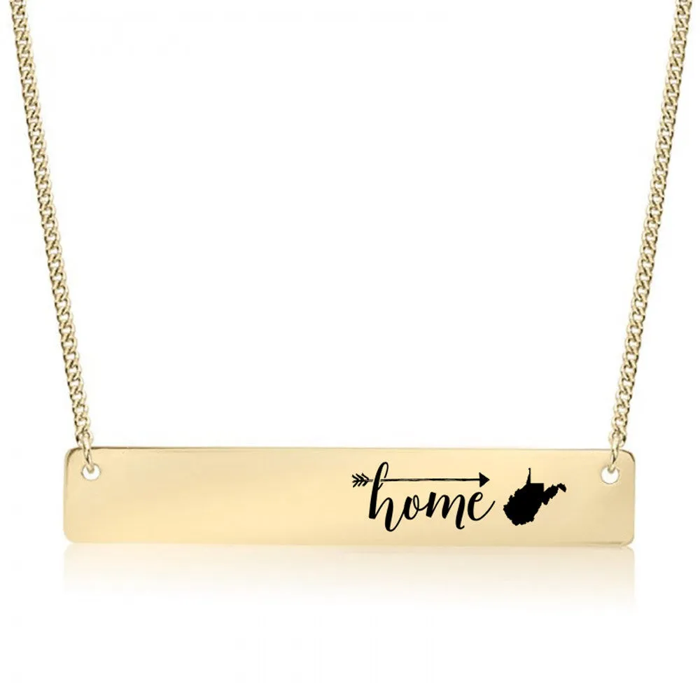 Home Sweet Home Gold / Silver Bar Necklace - Select Your Home State!