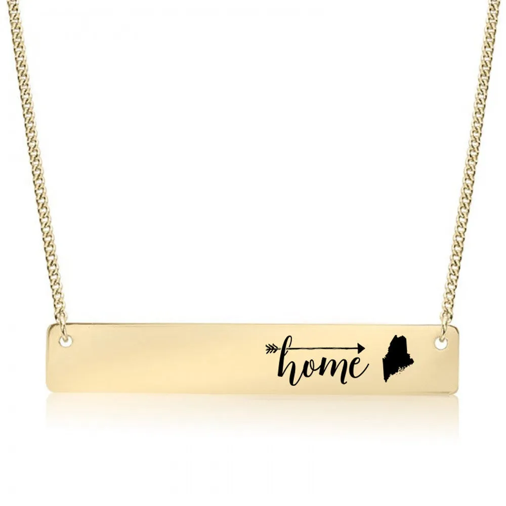 Home Sweet Home Gold / Silver Bar Necklace - Select Your Home State!