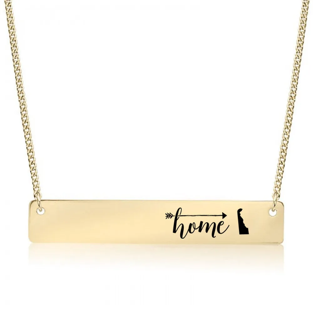 Home Sweet Home Gold / Silver Bar Necklace - Select Your Home State!