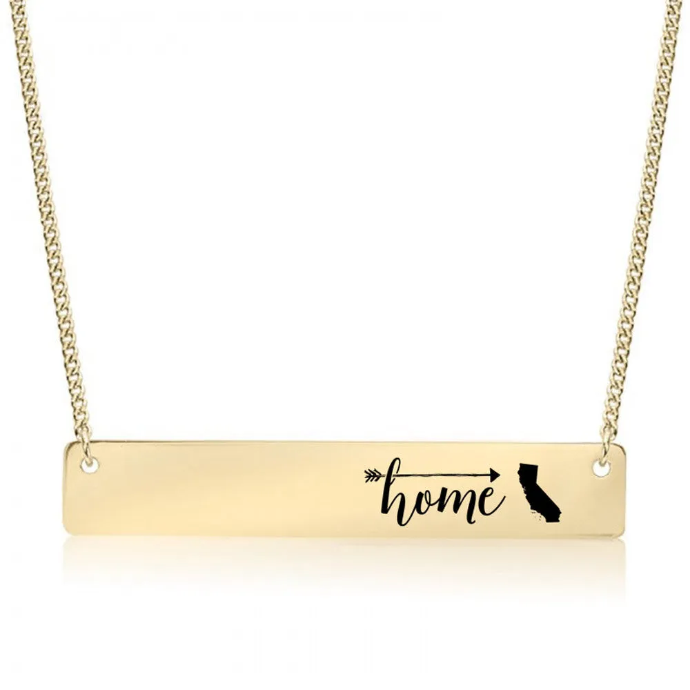Home Sweet Home Gold / Silver Bar Necklace - Select Your Home State!