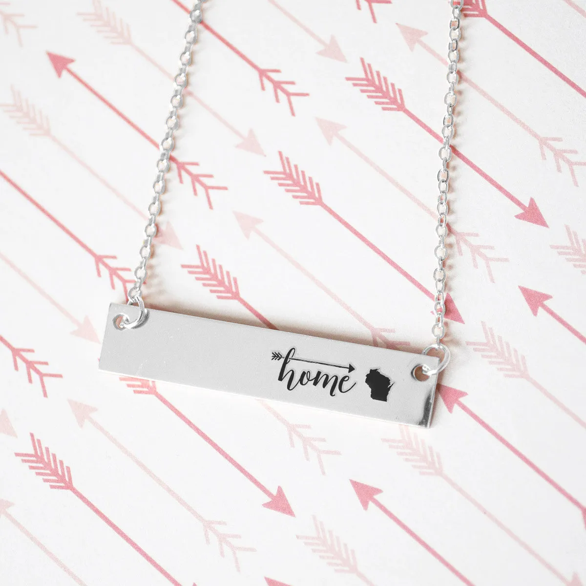 Home Sweet Home Gold / Silver Bar Necklace - Select Your Home State!