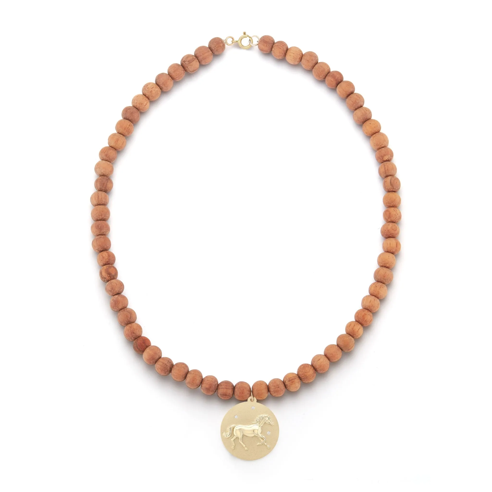 Horse Wood Bead Charm Necklace