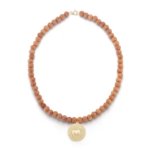 Horse Wood Bead Charm Necklace