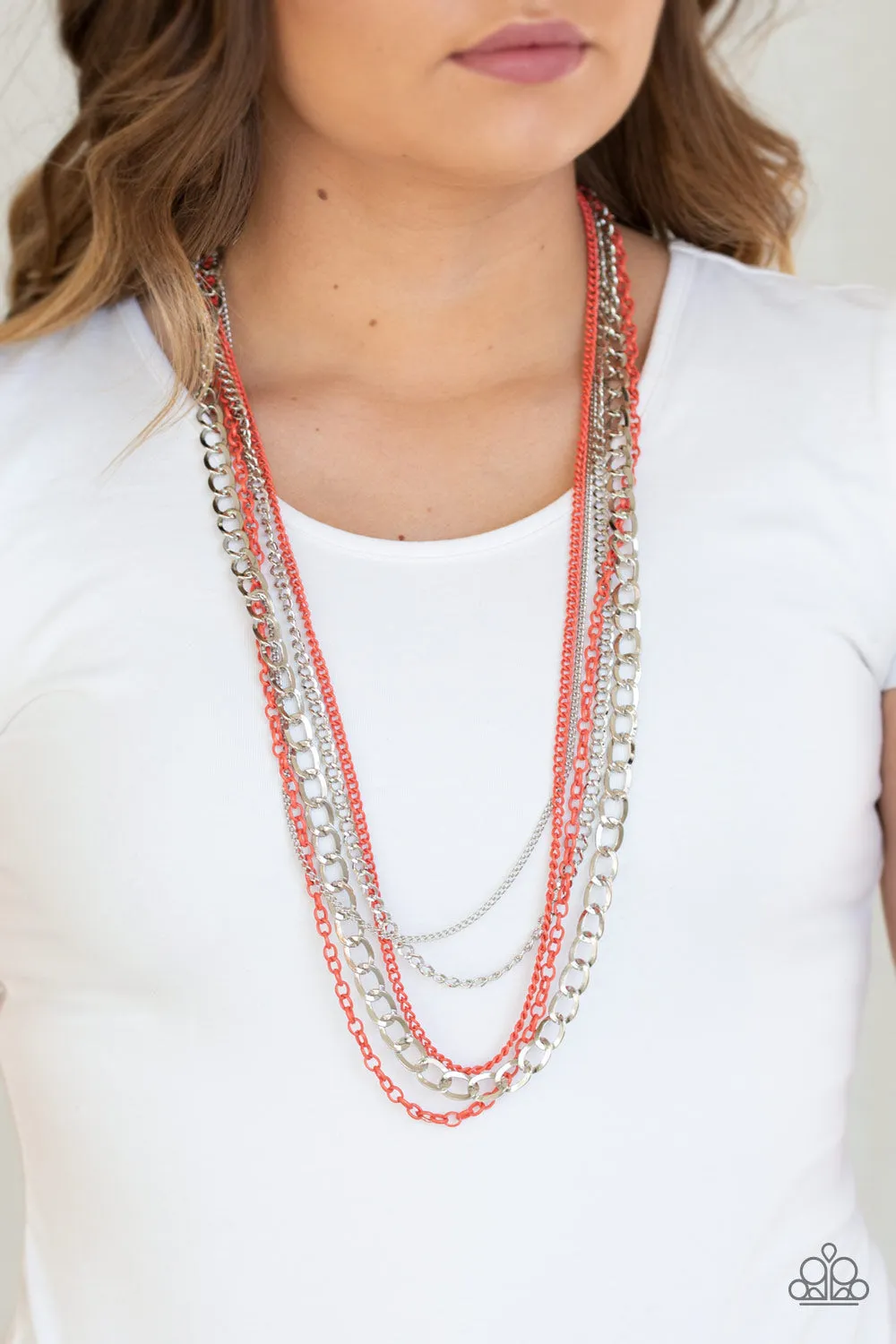 Industrial Vibrance Orange Necklace