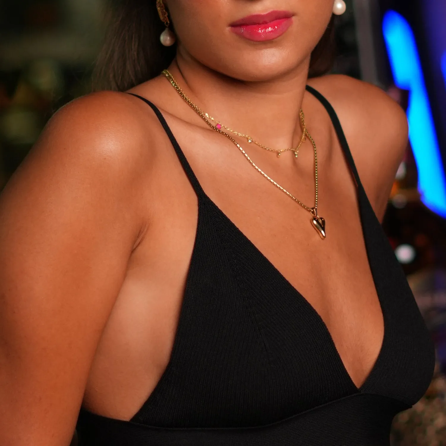 Infinite Love Heart Pendant Gold Statement Necklace