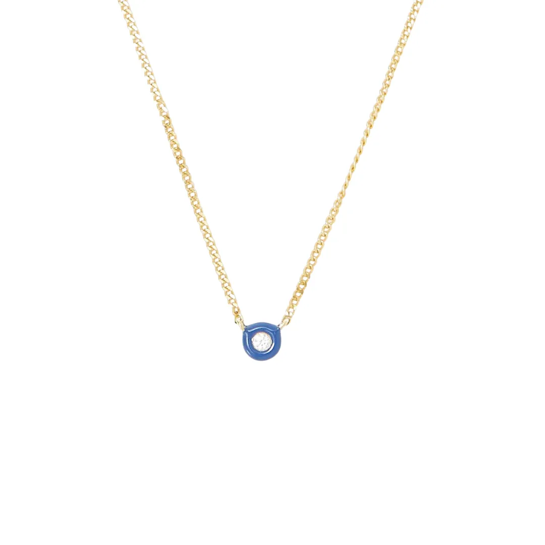Iris Blue Enamel Diamond Necklace