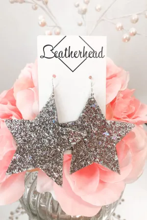 It's Own Light Leather Earrings - Glitter