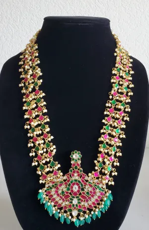 Jadau Kundan Haram With Gold Finish