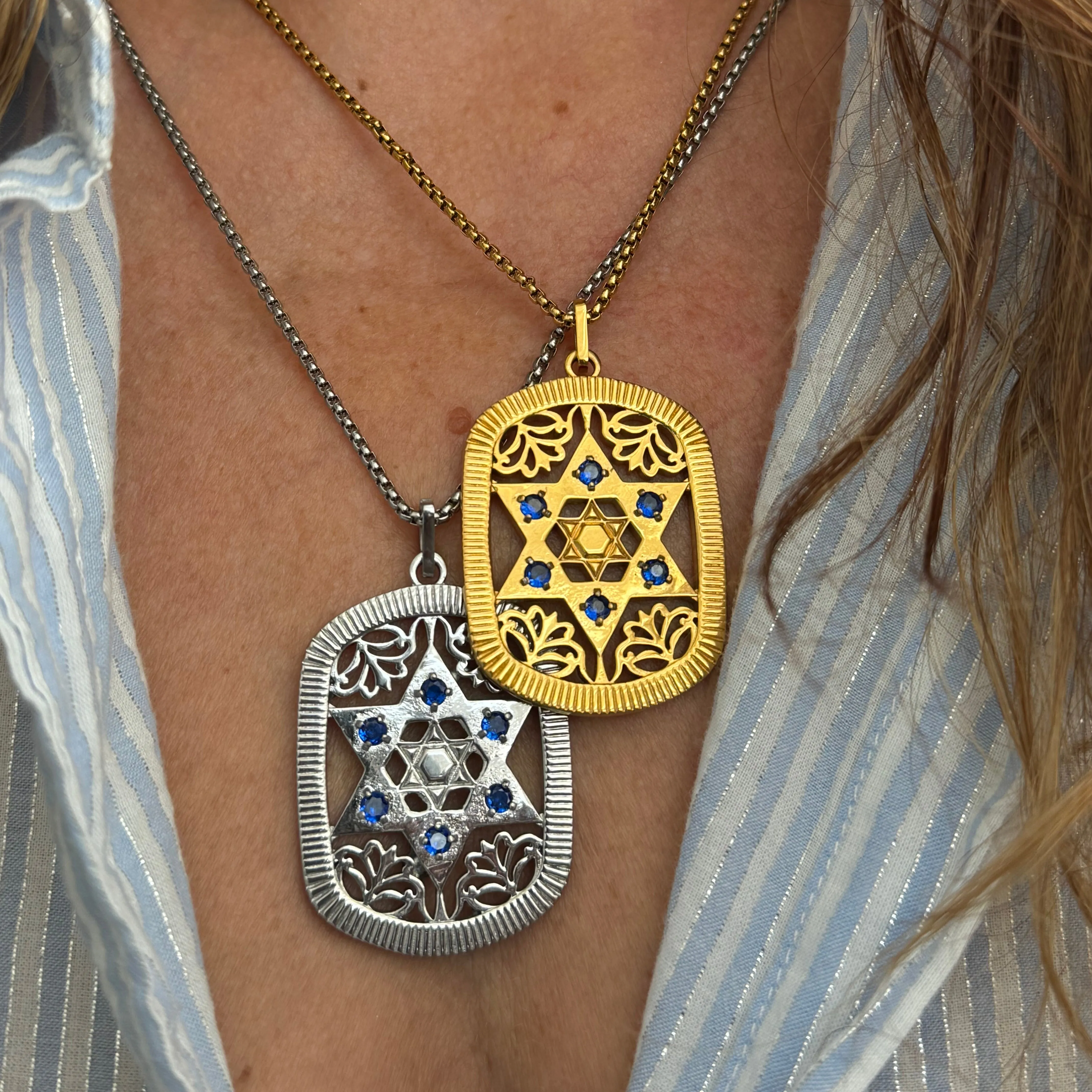 Jaime Star of David Dog Tag Pendant Necklace
