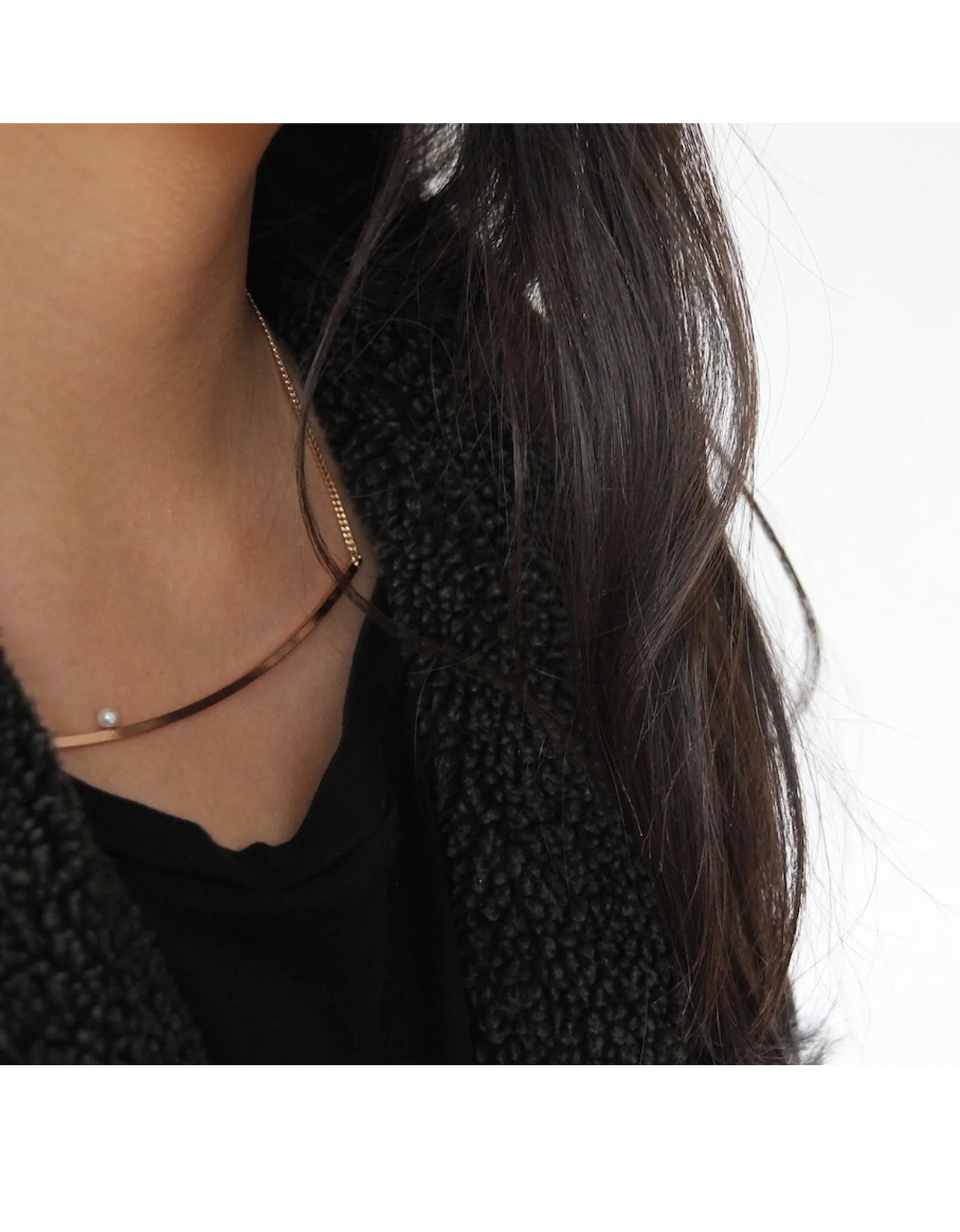 Jenny Bird Maigret Swing Necklace w/Pearl in Rose Gold