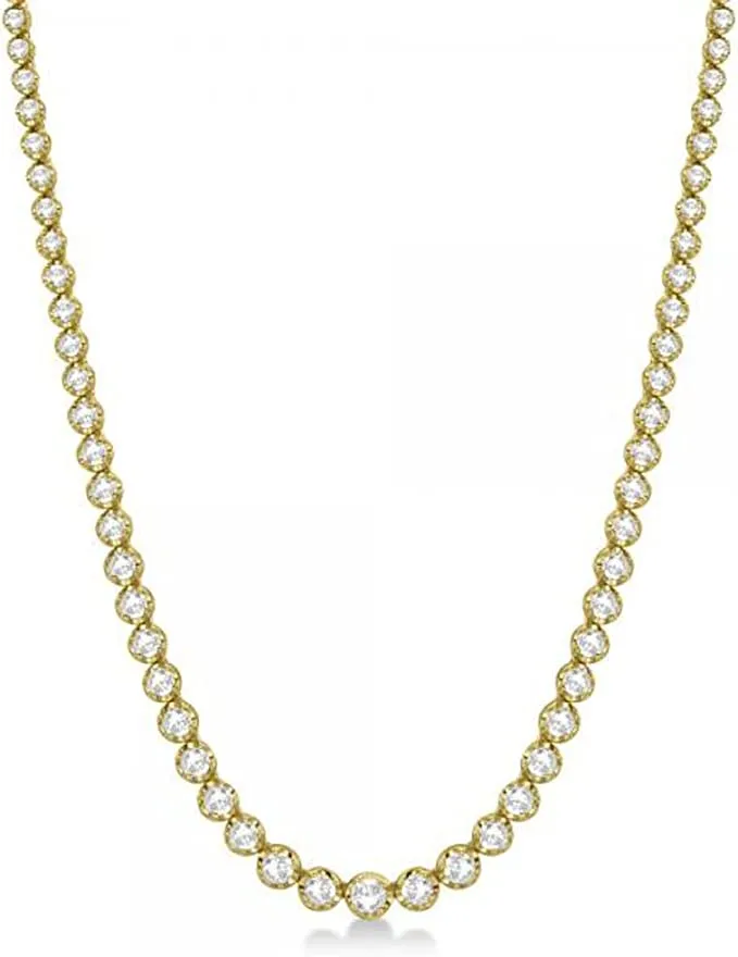 JewelMore 3.00ct. t.w. Graduated Diamond Tennis Necklace in 14kt Yellow Gold 17