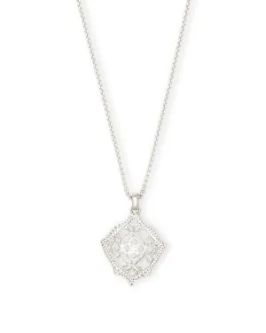 Kacey Silver Long Pendant Necklace In Silver Filigree Mix
