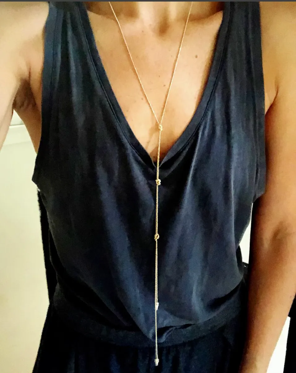 Knotted Gold Spike Necklace - Gold