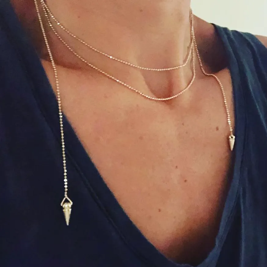Knotted Gold Spike Necklace - Gold