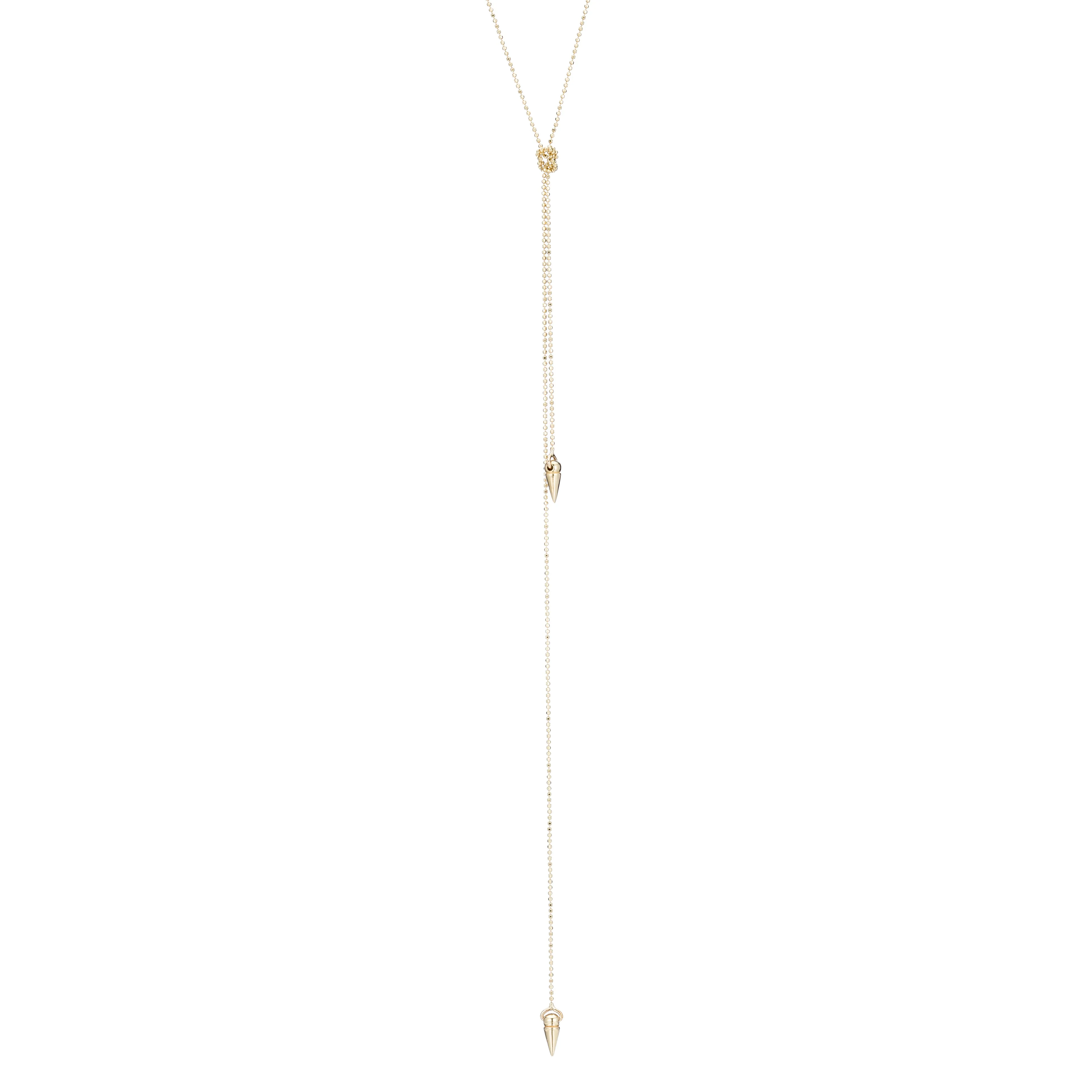 Knotted Gold Spike Necklace - Gold