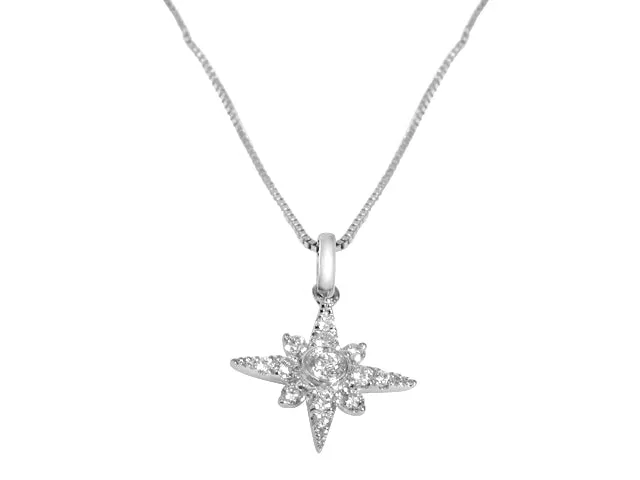 Ladies Diamond North Star Pendant Necklace